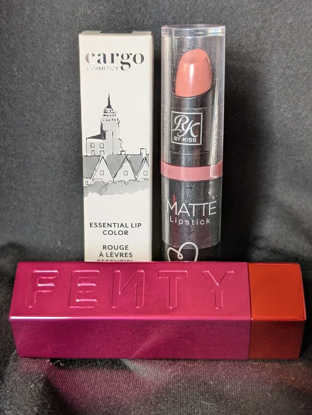 ❤️ LIP Bundle! Fenty Icon-Nosy Rosie, Cargo-Bermuda, RK Kiss Matte-Nude rose